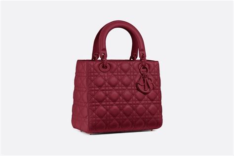 Medium Cherry Lady Dior Smooth Matte Calfskin Bag